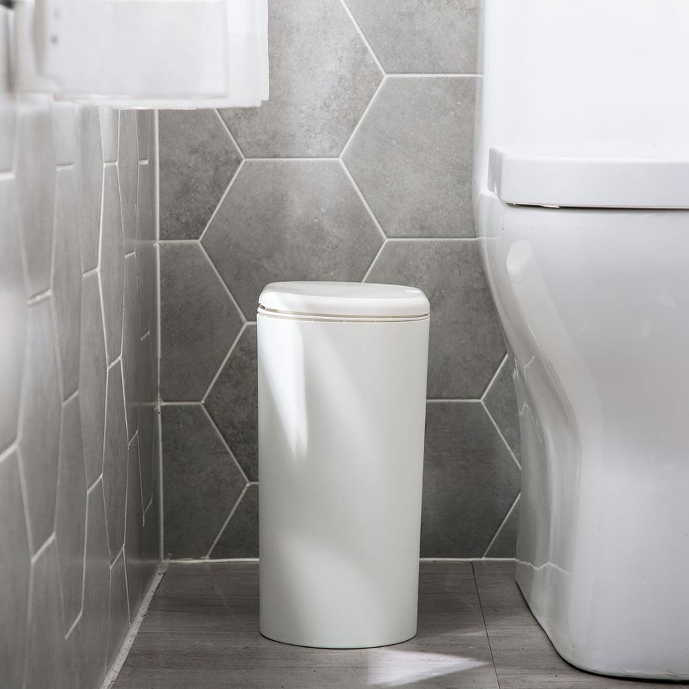 Papelera ovalada de plástico, cubo de basura tipo prensado, cesta de basura para cocina y baño