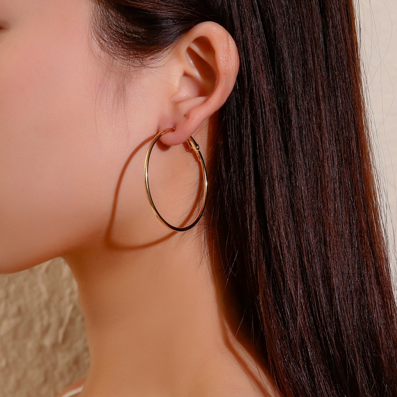 12-piece Earrings Set of Exaggerated Geometric Big Circle Earrings for Women Hollow Round Gold Silver Colour Small Ears Ring
