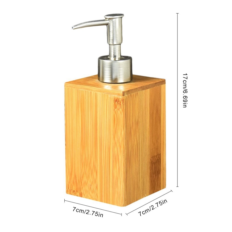 Liquid Soap Dispenser, Bamboo Wooden Household Bathroom Restaurant Hotel Bathroom Lotion Liquid Refillable Hand Sanitizer Bottle