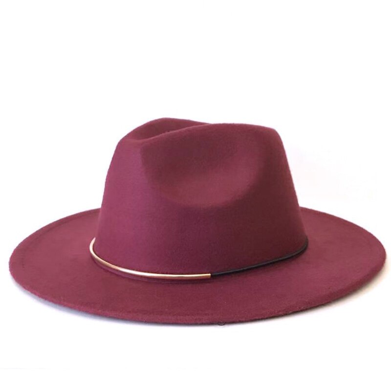 Med bred rand hue gentleman dame vinter efterår jazz kasketter kvinder mænd uld vintage hatte gangster trilby filt fedora hat: 1