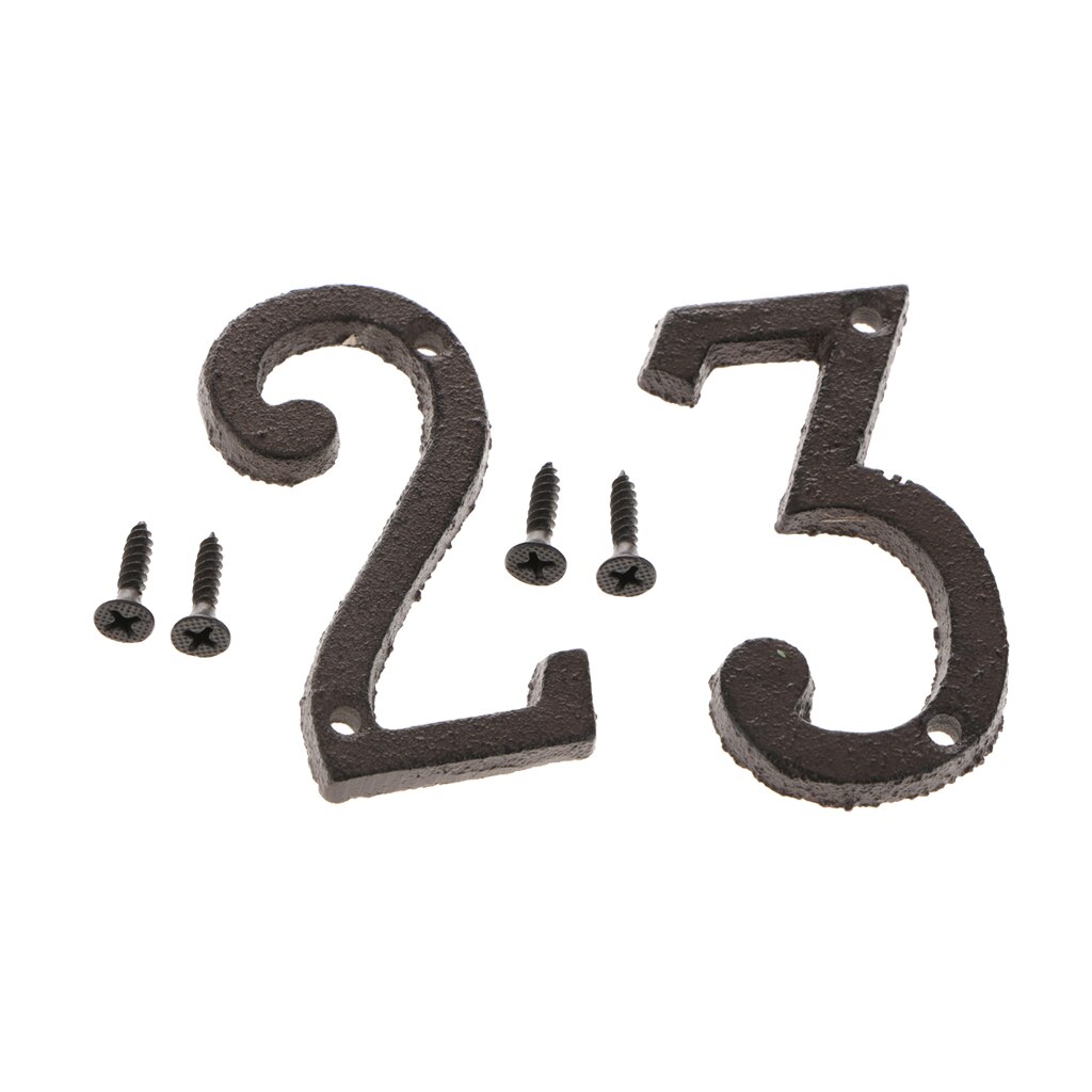 2pcs Cast Iron Metal Door Number Sign Plaque House Garden Name Address Sign Sticker Plate 2 3
