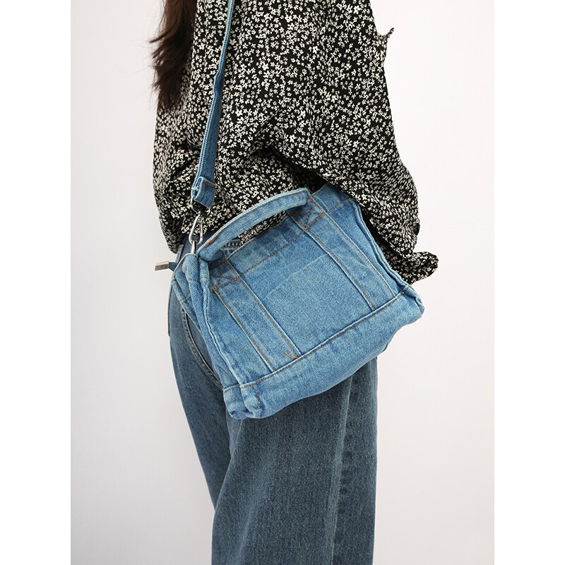 Lyxiga jeansväskor kvinnor denim kedja crossbody väskor för kvinnor kvinnors handväskor axelväskor messenger kvinnliga