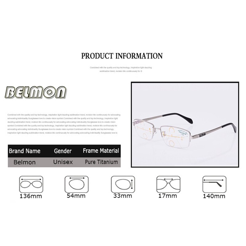 Tytanowe magnetyczne wieloogniskowe progresywne okulary robić czytania mężczyźni dioptrii okulary Presbyopic + 1.0 + 1.5 + 2.0 + 2.5 + 3.0 + 3.5 + 4.0 RS055