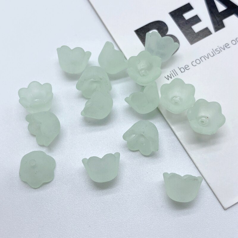 Acrylic Petal Frosted Transparent Flower Beads for Jewelry DIY Making DIY hairpin Earrings Handmade Craft Accessories: Green