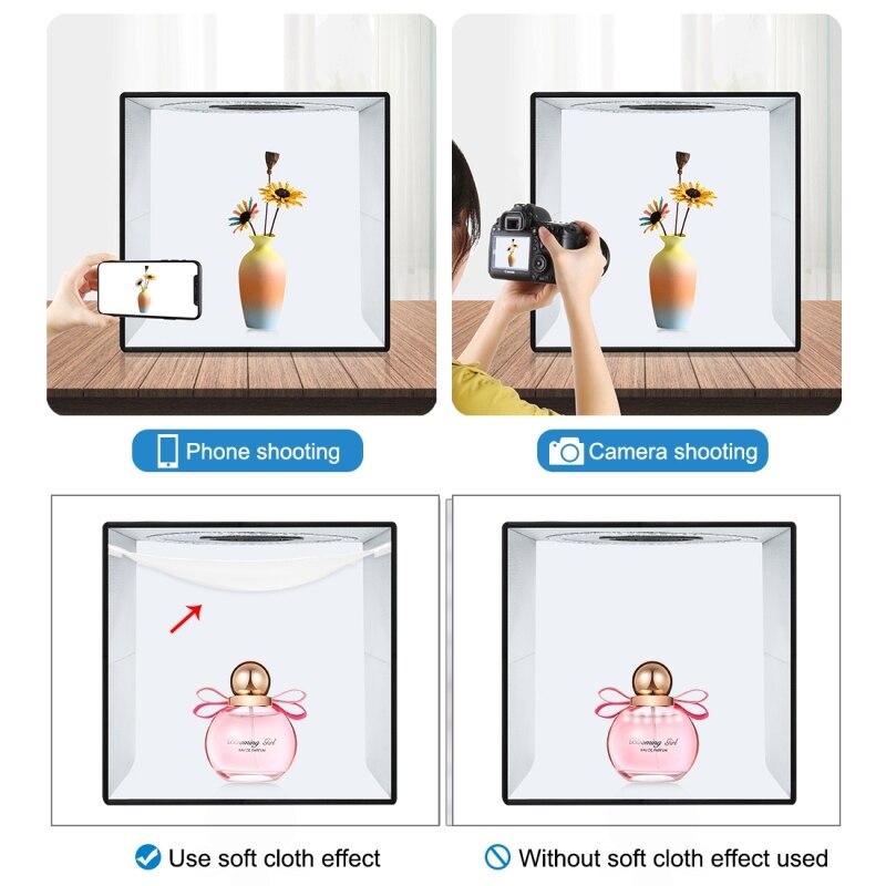 PULUZ Version Lightbox 25/ 40cm Photography Light Box Adjustable Lamp Temperature Photo Shoot Tent Kits &amp;12 Colors Backdrops