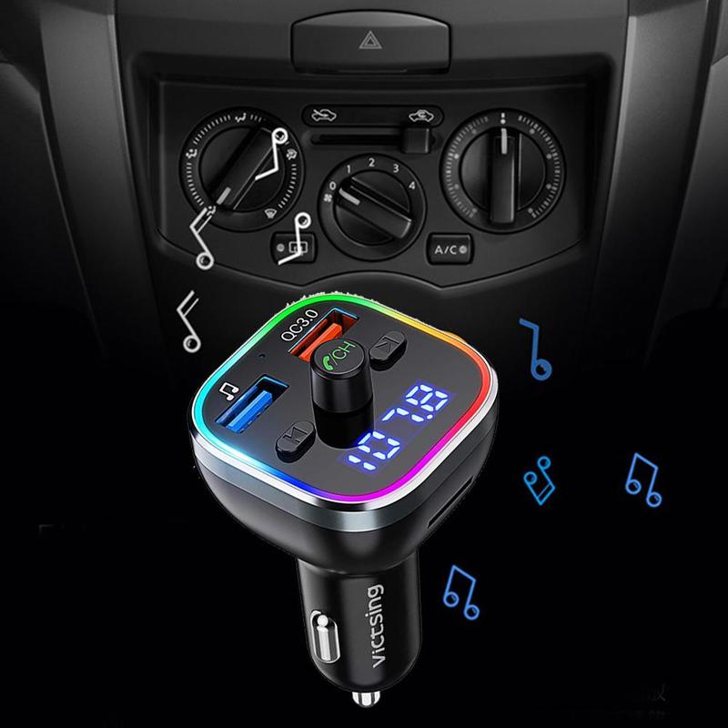 VicTsing 378AB-1 Bluetooth 5,0 FM Sender Für Autos Sender - Radio Auto Anruf Adapter Freisprecheinrichtung Schwarz T0U2
