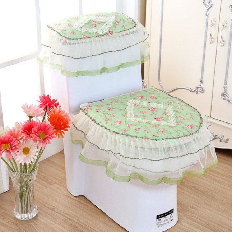 bathroom toilet seat water tank cover top cover toilet pad set three-piece