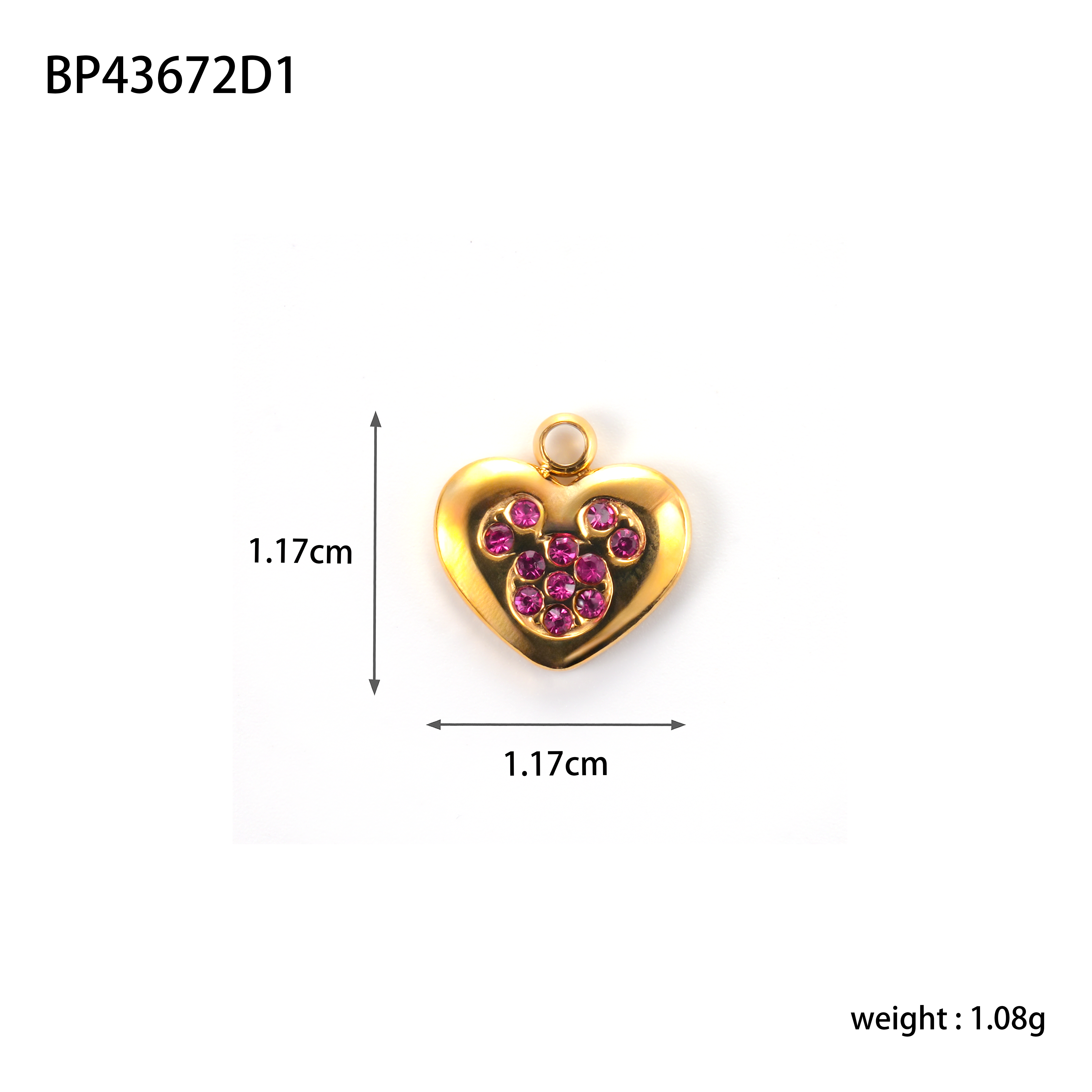 CARLIDANA-Breloques en acier inoxydable plaqué or, pendentif coeur rouge, goutte d'huile, déclaration de connaissance chaude, bijoux à bricoler soi-même pour la Saint-Valentin: Imitation plaquée rhodium