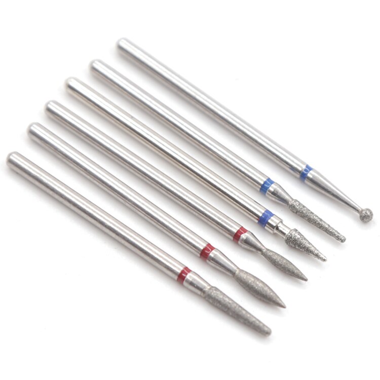 6 Stuks Nail Drill Bit Set Diamond Keramische Nozzle Voor Manicure Elektrische Frees Voor Manicure Machine Frees Voor nail: Bourgondië