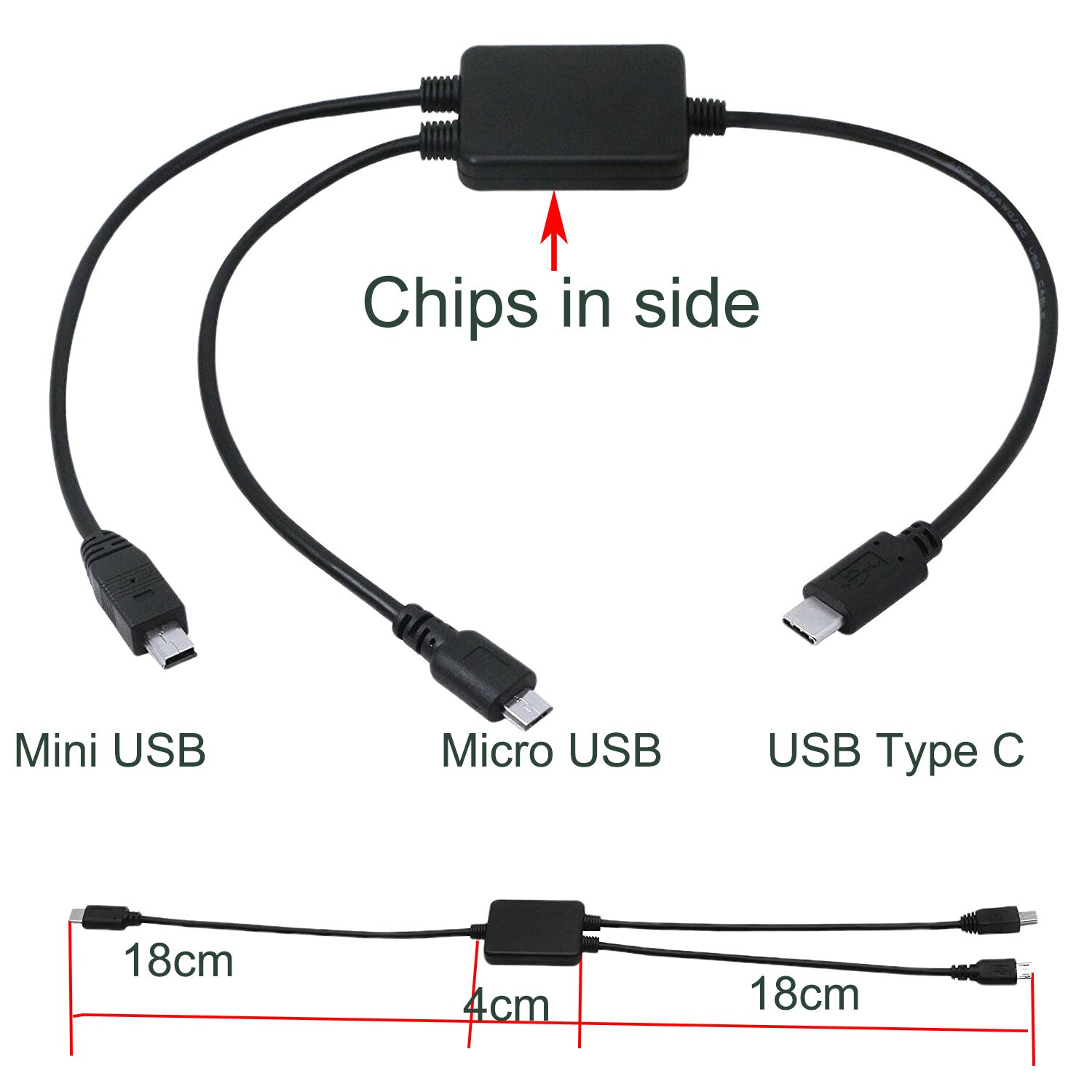 1Pc Multifunctionele Usb 2 In 1 Usb Type 3.1 C Mannelijke Micro Usb &amp; Mini Usb Man Cord gegevens Opladen Adapter Splitter Kabel