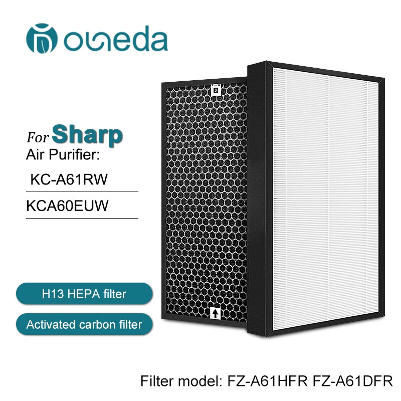 Sharp Air Purifier KC-A61RW KCA60EUW HEPA Filter Carbon Deodorizing Filter FZ-A61HFR FZ-A61DFR Electrostatic Filter Air Cleaner