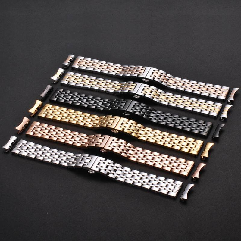 Armband aus gebogenem Ende, Arc-Metall-Armband, 16 mm, 18 mm, 19 mm, 20 mm, 21 mm, 22 mm, massives Edelstahl-Uhrenarmband für TISSOT Butterfly-Schnalle