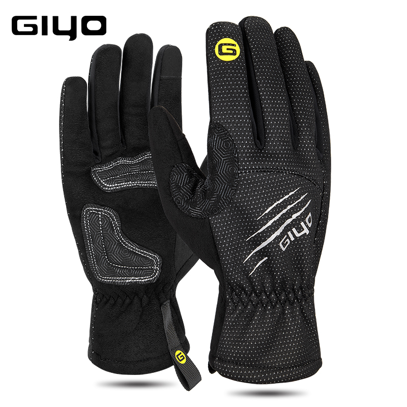 Giyo-guantes de invierno para hombre y mujer, equipo de ciclismo con almohadilla de Gel, de dedo completo, para bicicleta de montaña y motociclista, con pantalla táctil