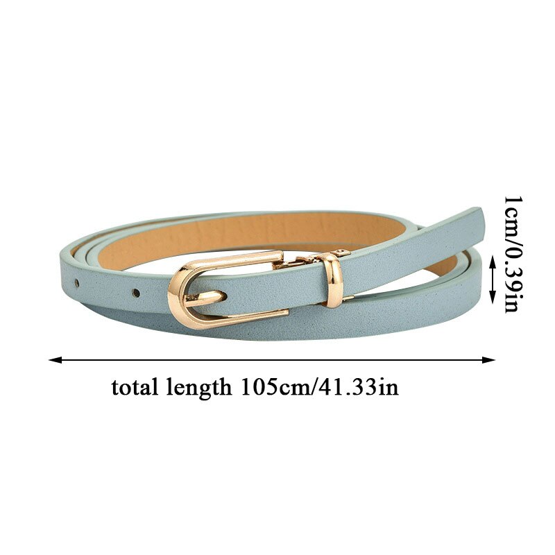 Women Thin Belt Pants Jean Waist Belt Candy Color Waist Strap Alloy Pin Buckle Waistbands Pu Leather Adjustable Belts For Dress