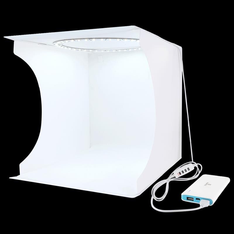 Mini caja de estudio fotográfico caja de fotografía plegable de 30cm, kit de tienda de tiro para estudio de fotografía con anillo LED y fondos de 6 colores: Default Title