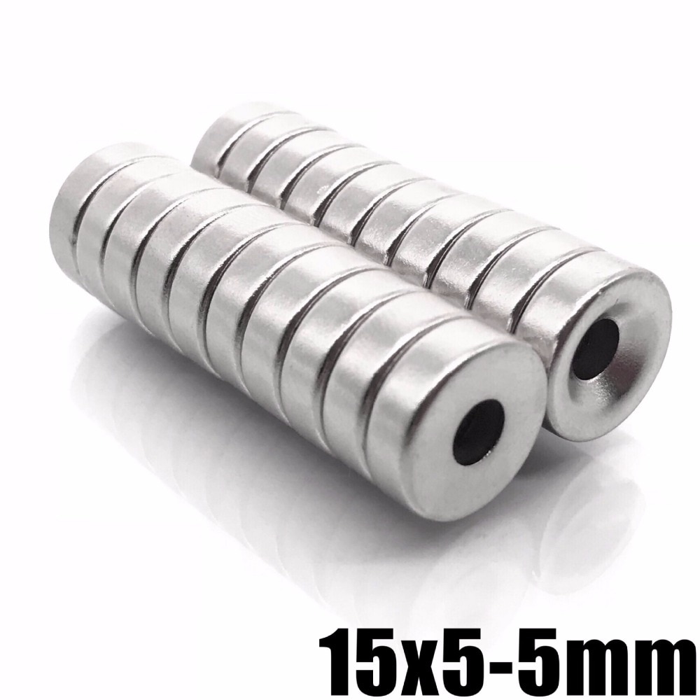 20Pcs 15X5 Super Strong Ronde Neodymium Verzonken Ring Magneten 15 Mm X 5 Mm Gat: 5 Mm Zeldzame Aarde N35 Neodymium 15*5