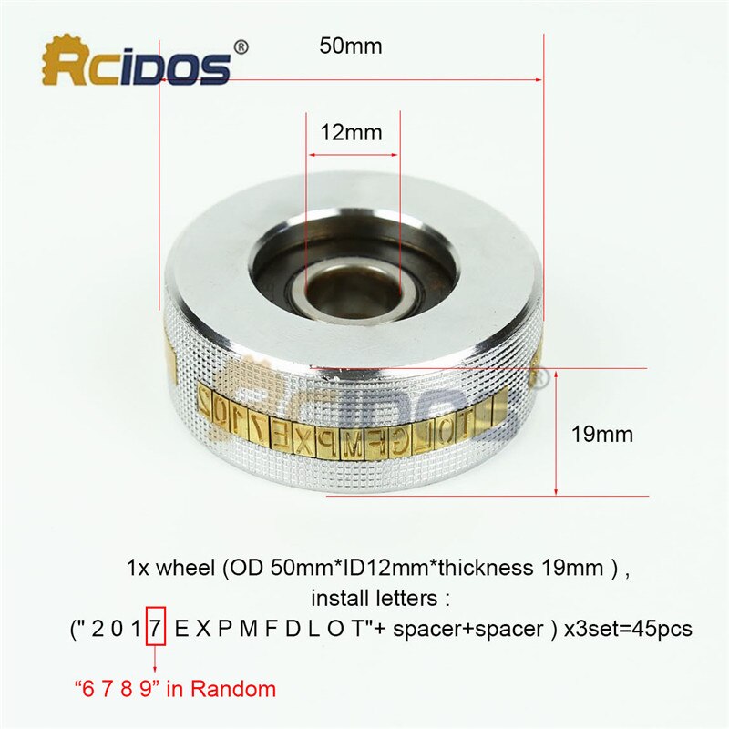 RCIDOS Convex/Concave 3x5x9mm brass letters kit for FR-900/FR-770 Continous band sealing machine character wheel box