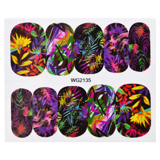 1pcs Bloem Bladeren Nail Sticker Decals Blossom Kleurrijke Slider Rose Water Volledige Wraps Nail Art Decoratie Bloemen Op Nagels CHWG: WG2135