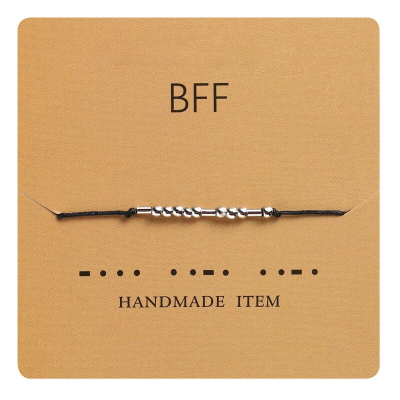 I Love U Morse Code Brief Charm Bead Armbanden Vriend Familie Geef Nooit Blijven Gaan Bff Hoop Hand Geweven verstelbare Armband: 7