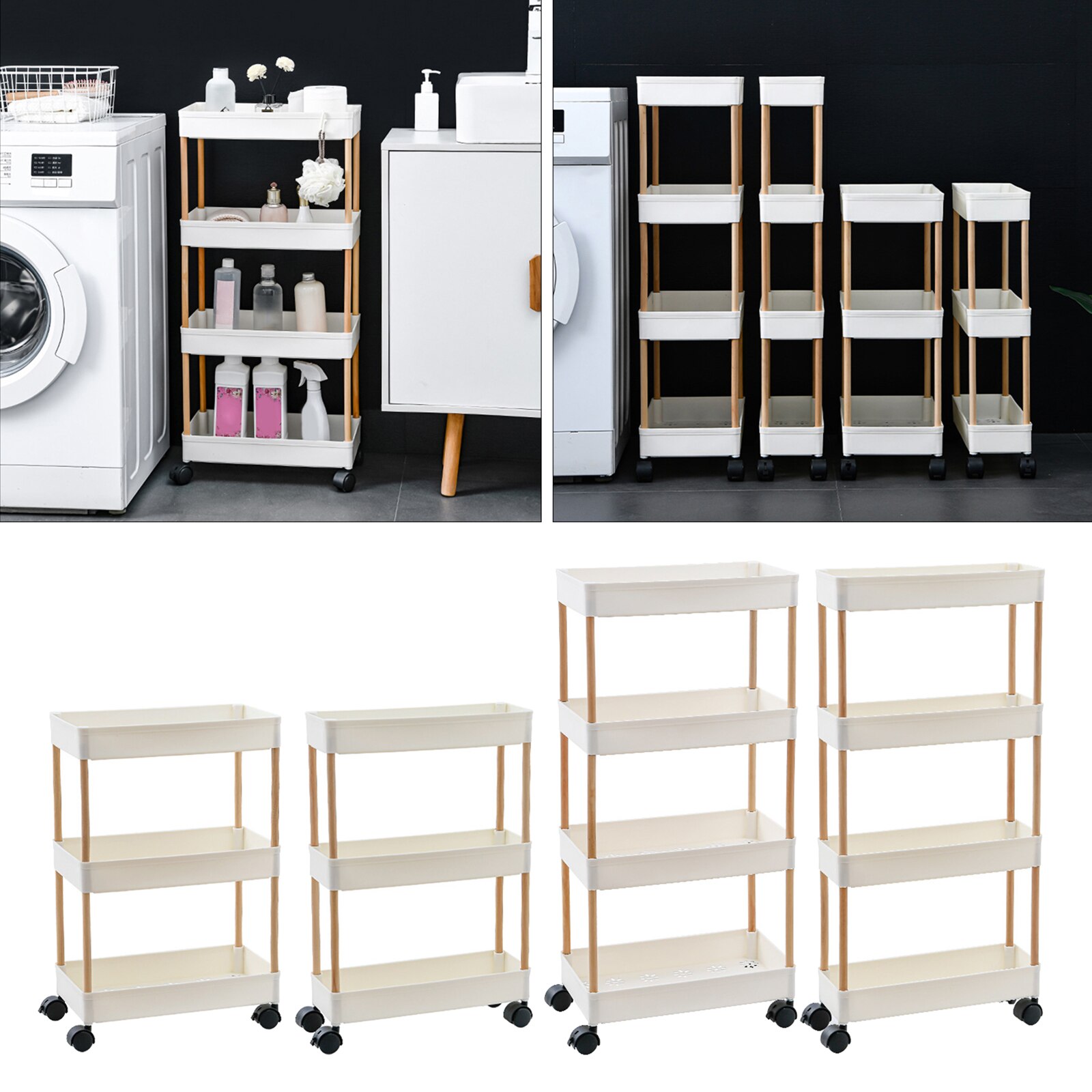 Multifunctional Storage Trolley Cart Space Saving Shelf Rack Organizer Tray Laundry Room Dining Room Kitchen