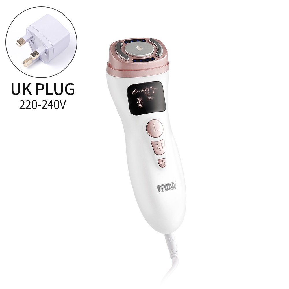 2.0 Upgrade Ultrasone Rf Ems 3-In-1 Gezicht Hals Skin Lifting Massager Mini Hifu Anti Rimpel Aanscherping gezicht Afslanken Apparaat: UK PLUG (220-240V)
