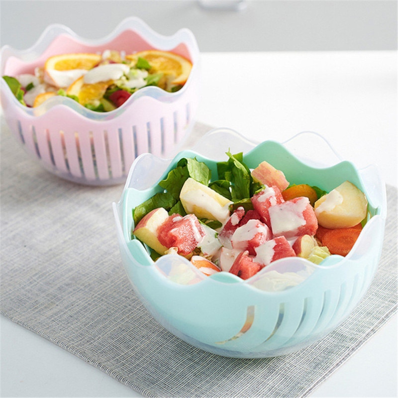 3 in1 Fruit Chopper Slicers Multifunction Salad Bowl Fruit Vegetable Cutting Bowl Kitchen Gadget Cutter Salad maker
