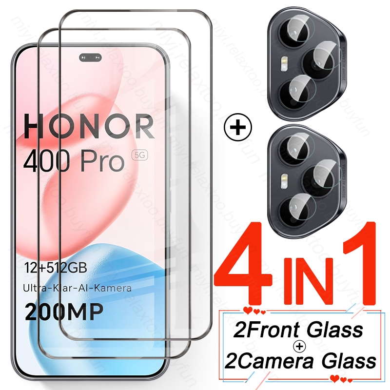 Protector de pantalla de vidrio templado curvo 6 en 1 9D para Honor 400 Pro 5G, cristal Protector de cámara en Honor400Pro Honor400 Honer 400: Azul oscuro / Paquete 18