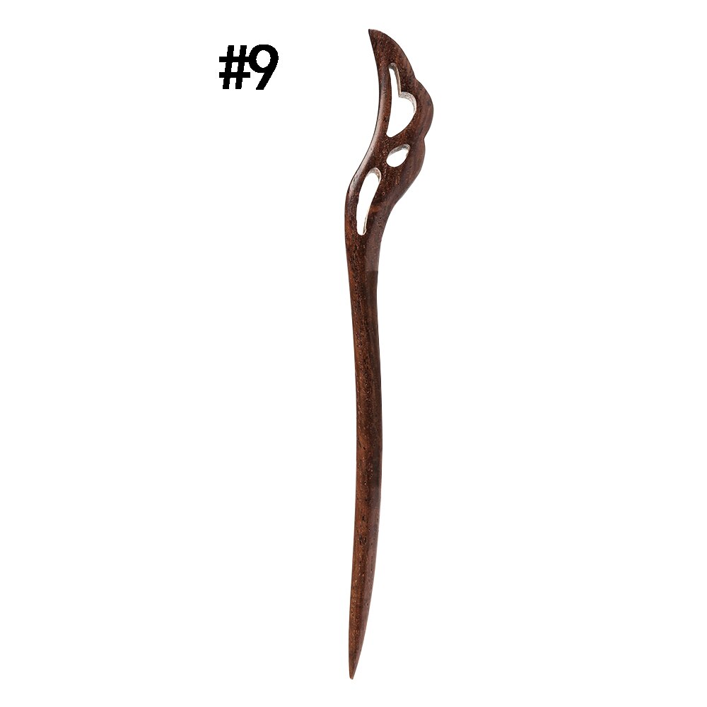 1Pcs Retro Haar Chopstick Vrouwen Onzichtbare Haar Pin Vintage Handgemaakte Gesneden Hout Haarspelden Hair Styling Tool Accessoires Chic: 09