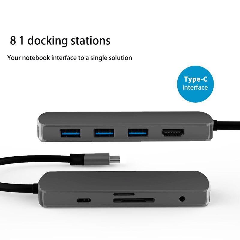 8 In 1 Dock Hdmi-Compatibel Gigabit Ethernet Pd Kabel RJ45 Usb Hub Converter Voor Macbookpro Accessoires