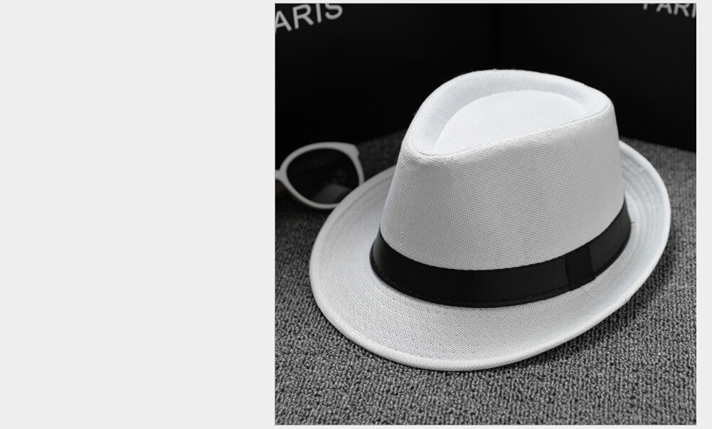 Efterår klassiske herrer kvinder halm fe hat bred rand panama hat sommer hat herre eller damer knusbare fe hat: Hvid