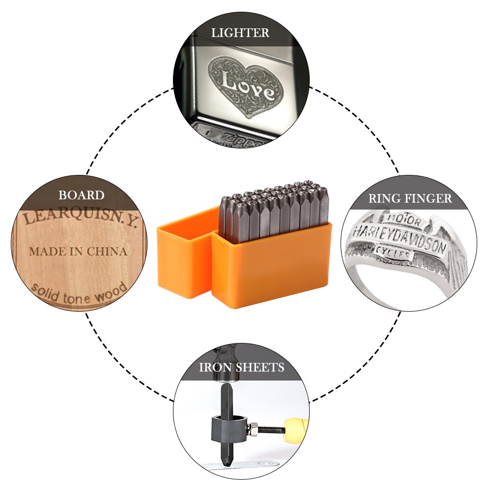 6mm Metal Steel Iron Stamp Steel Die Metal Stamping Kit Lowercase A-Z Letters Symbol Stamp Tools Hand Punches DIY Leather Tools