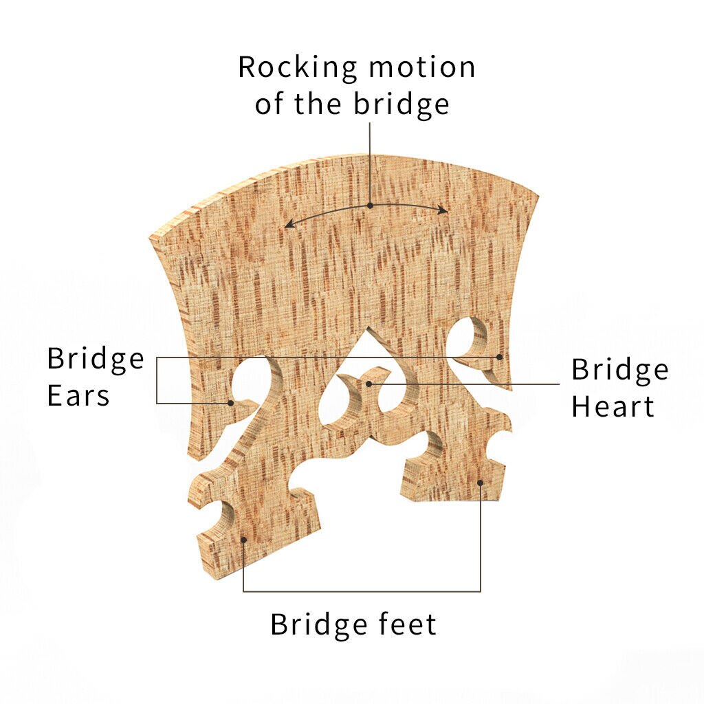 1 unidad de puente de Violín de arce 4/4 de grado AA boca abajo, puente de violín barroco de corazón para violín