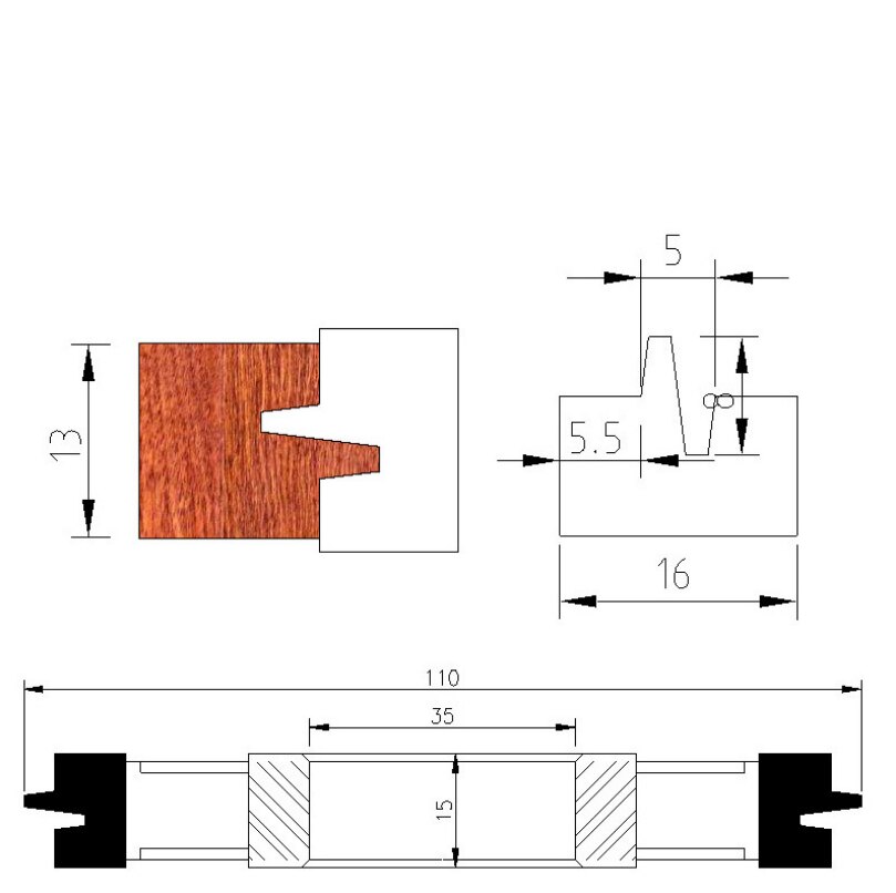 Finger Jointer cutter alloy woodworking tools Finger joint wood 110x35xH15x4T