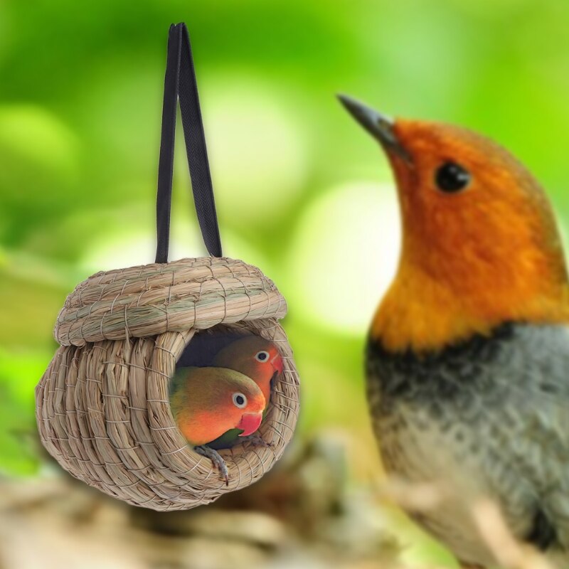 Nido di uccello Naturale Treccia di Paglia Casa Ara Rondine Animali Gabbie dell'animale Domestico Accessori LX9C