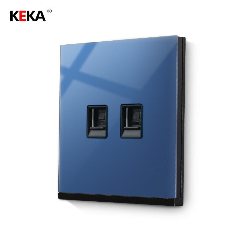 KEKA luxueux interrupteur en verre trempé. 2 gangs double ordinateur prise panneau CAT5E réseau RJ45 câble interface prise prise murale