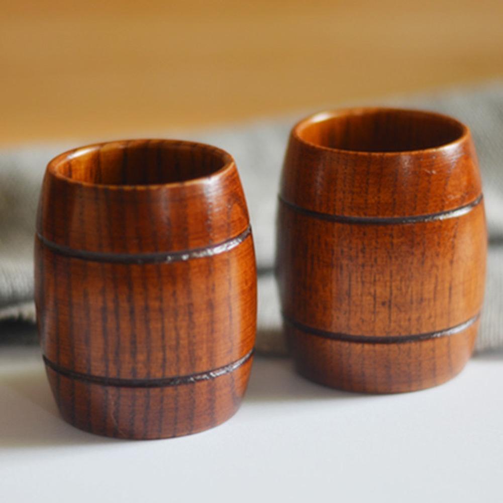 Barrel Shape Beer Tea Coffee Milk Water Cup Wooden Kitchen Bar Pub Drinkware