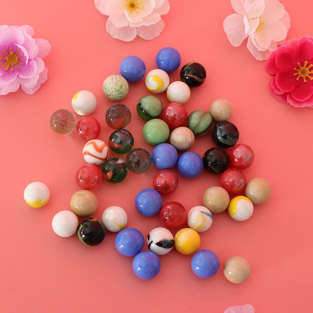 Juego de bolas de mármol de cristal para decoración de tanques de peces, juguetes de damas chinas divertidos, 16mm, 45 Uds.