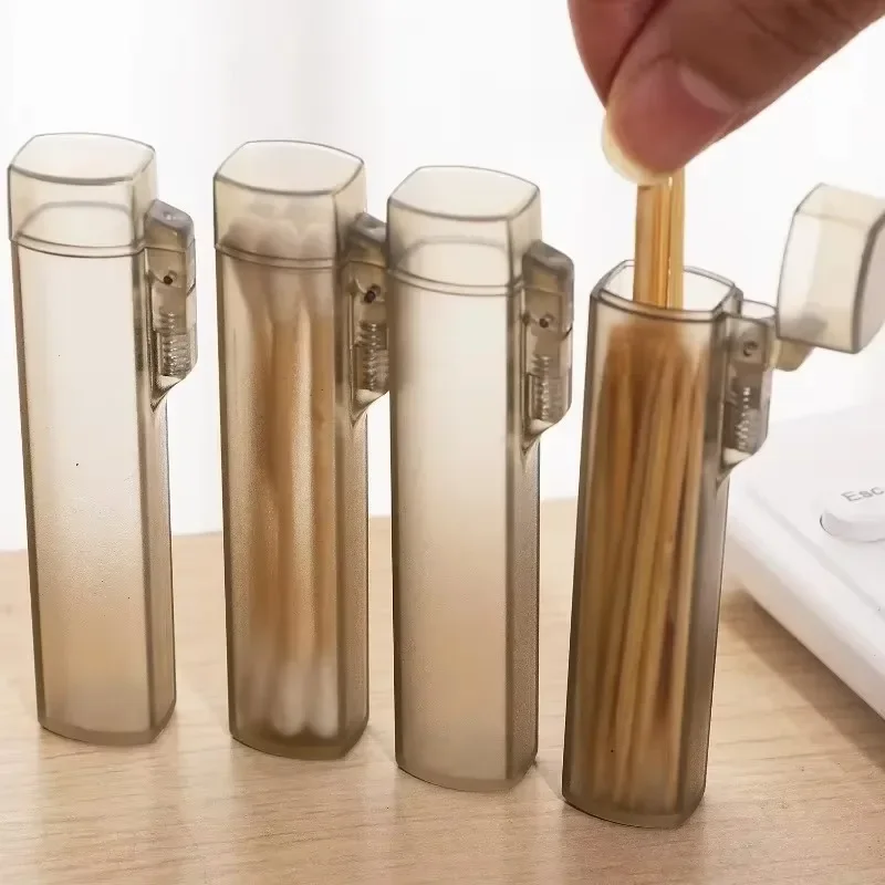 10/1 stk. bærbar gjennomsiktig tannpirkerholder gjenbrukbar tannpirkeroppbevaringsboks bomullspinneetui nåleetuier restaurantutstyr