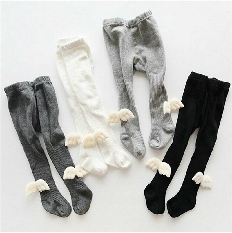 Newborn Infant Baby Girl Pantyhose with Wings Baby Tights Leggings Pure Color Soft Cotton Stockings Slim Leggings Lovely Tights