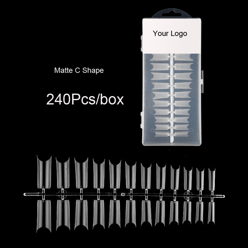 240 szt. nietrzeźwy na paznokcie trumienki 12 rozmiarów akrylowe nietrzeźwy na całej powierzchni-nietrzeźwy-240 szt. nietrzeźwy sztuczne paznokcie na całej powierzchni 12 rozmiarów, Gh-U545: C kształt  frosted