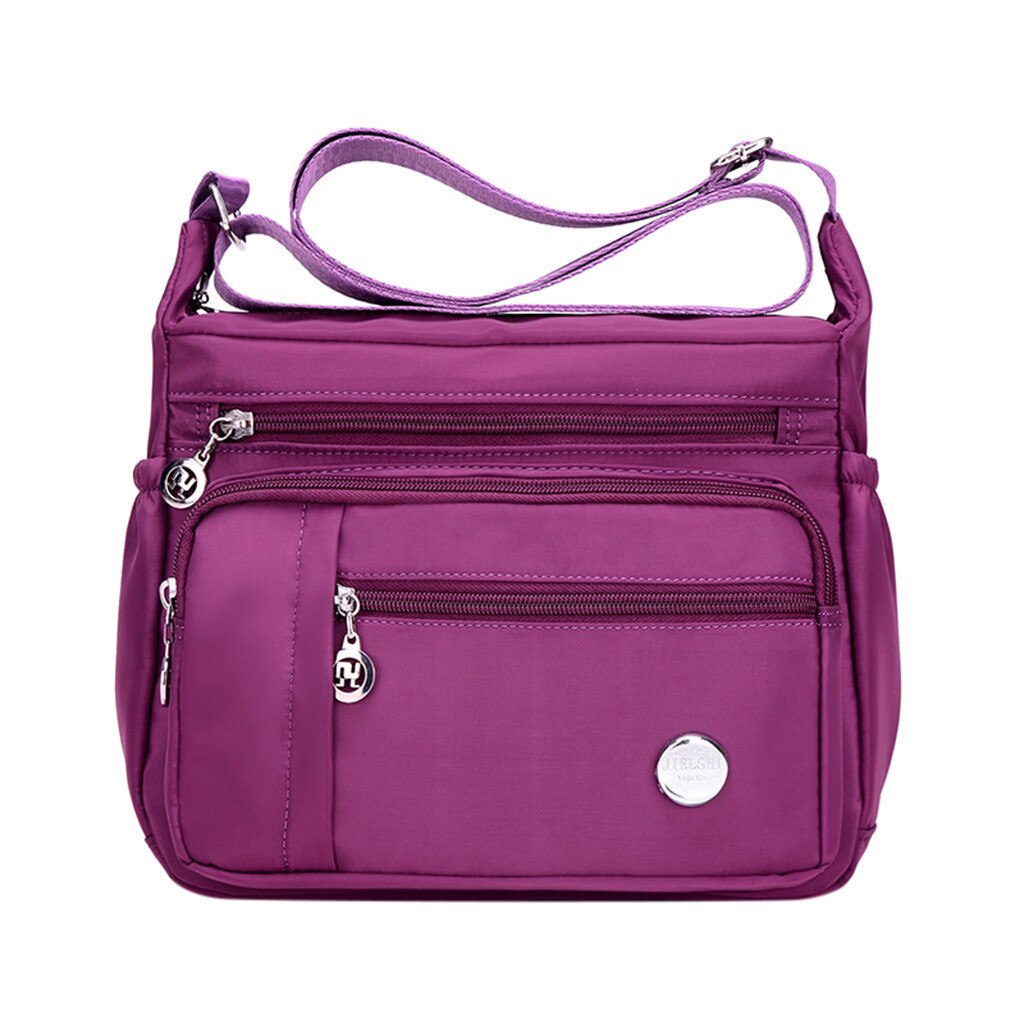 Women Zipper Waterproof Nylon Messenger Bag Shoulder Bags Messenger Single Shoulder Crossbody Bag Waterproof Bags #g2: Purple / S