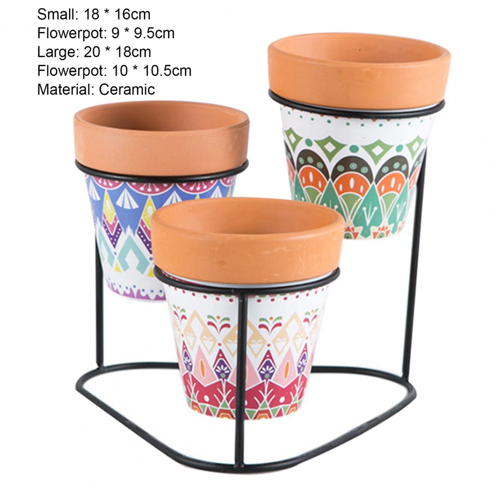 1 Set 3-Tier Shelf Flower Pot Portable Attractive Long Lasting Decorative Corrosion-resistant Plant Pot for Garden