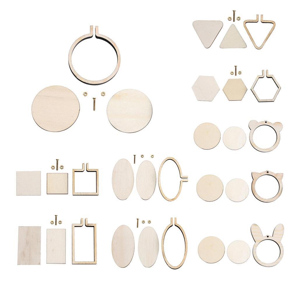 DIY Cross Stitch Sewing Handmade Stitches Crafts Tool Mini Wooden Hoop/Ring Embroidery Fixed Frame