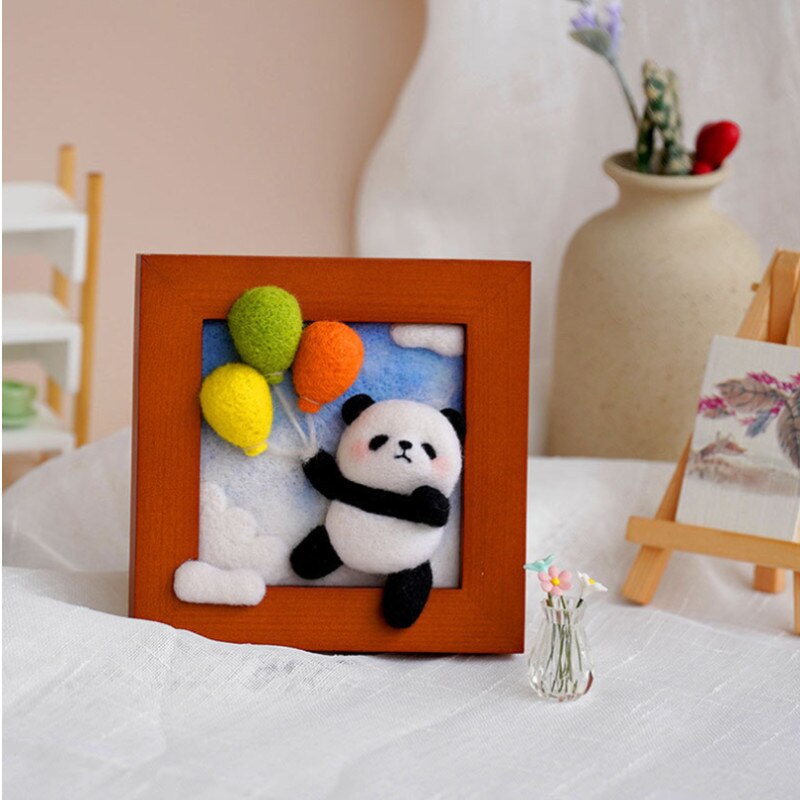 Non Fini Kit Feutrine Panda Hamster Animal Mignon Laine Feutrage À L'aiguille Fait Main BRICOLAGE Poupée Jouets Paquet de Matériel de Cadre Photo