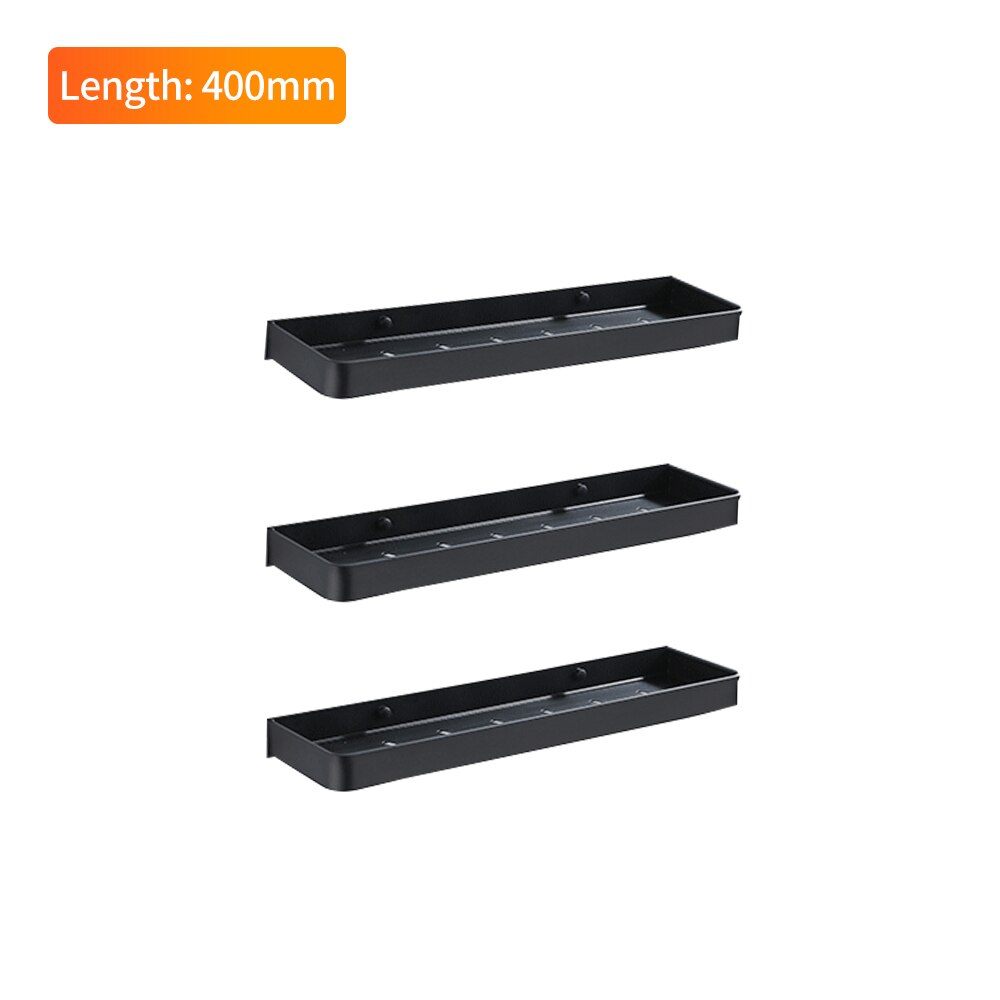 Badkamer Zwart Metalen Lange Muur Haak Planken Douche Rack Diy Coat Handdoek Plank Unit Ideeën Kleine Plank Organisator Opslag Planken: 40cm Shelf 3A