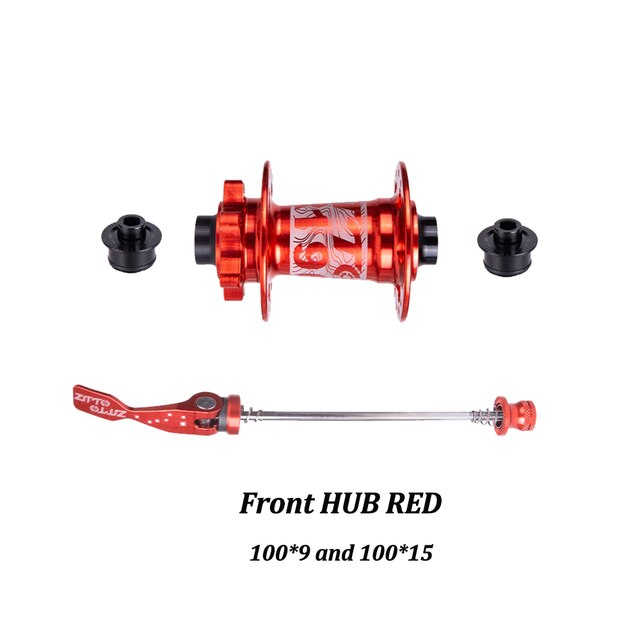 ZTTO Mountain Bike 32 Holes Disc Brake Hub DR190 54T Ratchet Bearings Thru Axle Quick Release HG XD MS Front Rear 15x100 12x142: Front Hub Red