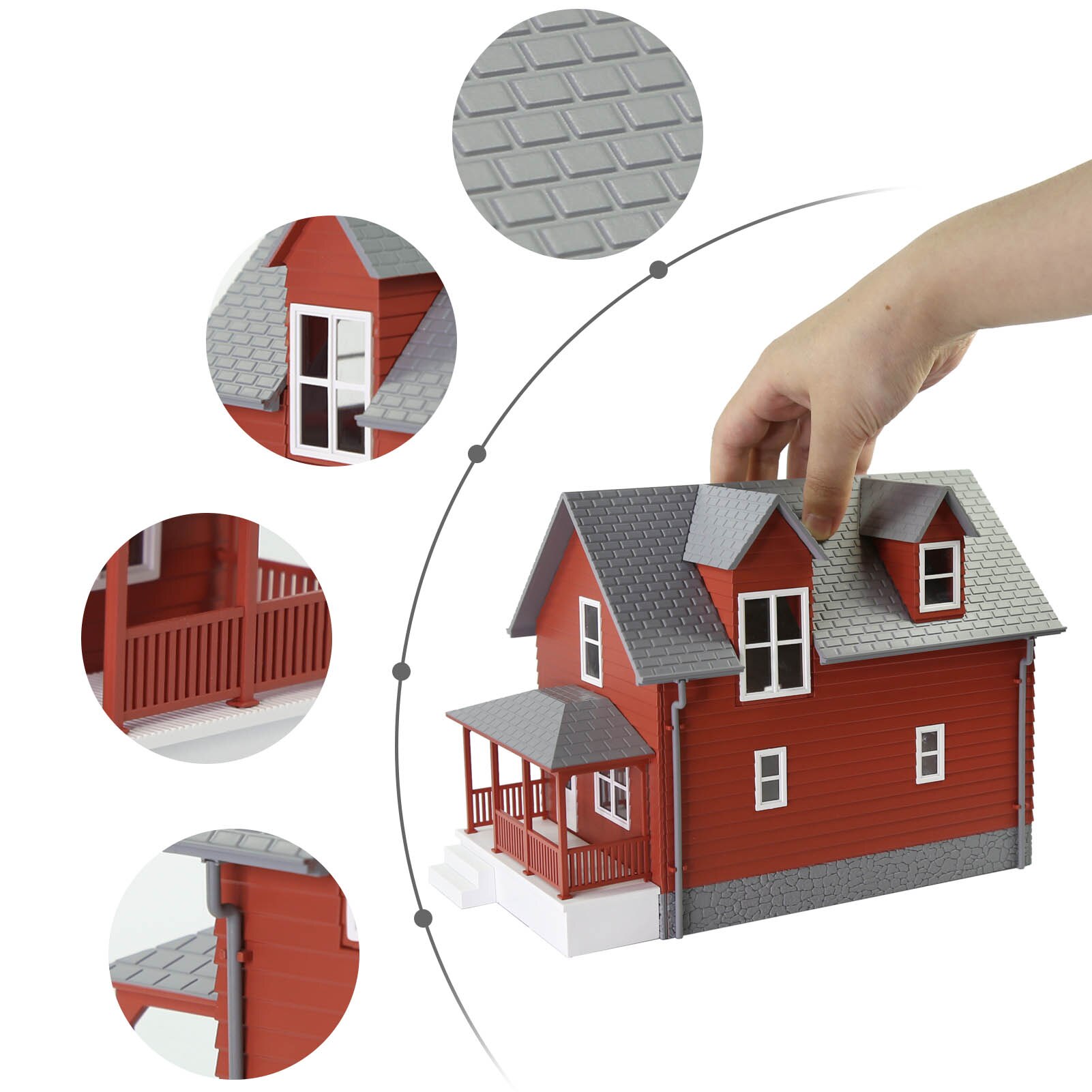 One Set O Scale 1:50 Model House Railway Layout Assembled Architectural Building JZO01