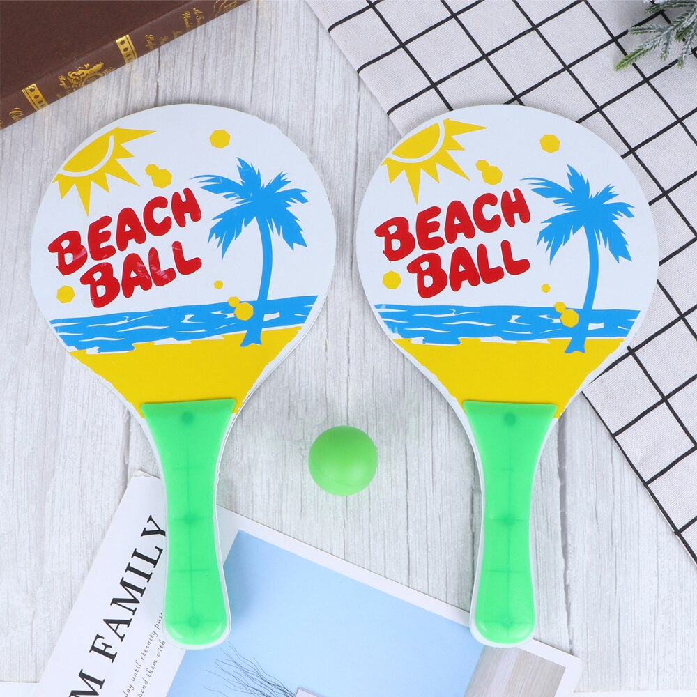 3pcs Children Small Badminton Ball Beach Rackets Beachball Racket Kids Outdoor Supplies (2pcs Racket + 1pc Round Ball Assorted C