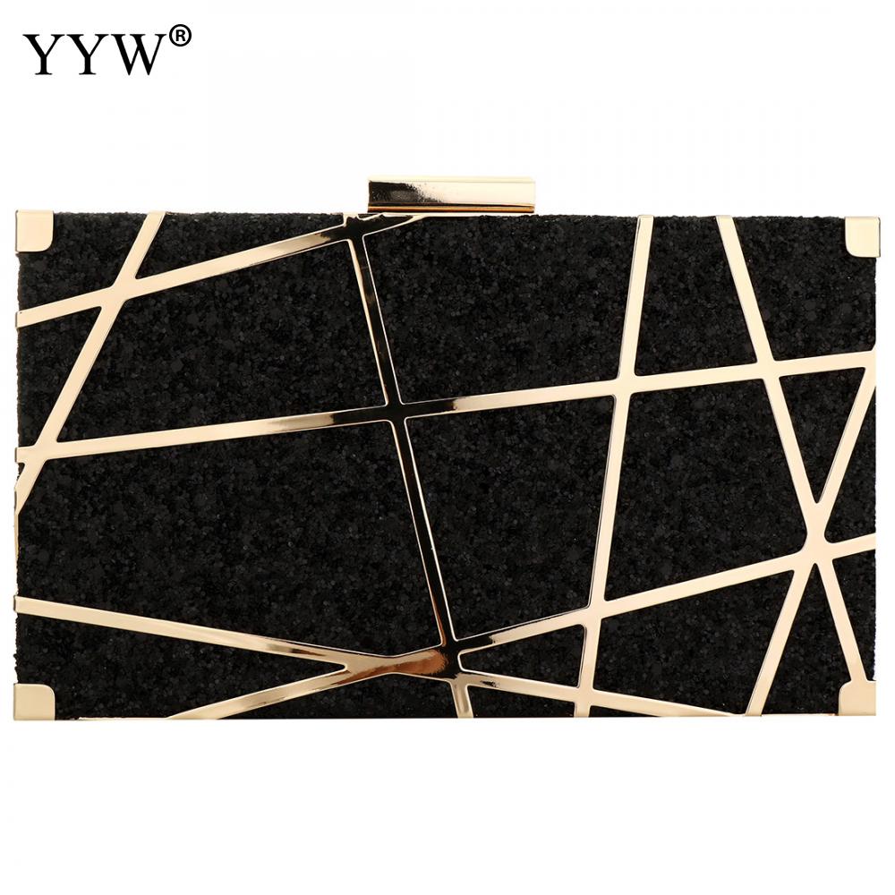 Gold Acrylic Lattice Sequin Chain Bag Women PVC Evening Clutches Bags Small Party Handbags Purse Wedding Box Female Bolsa: black