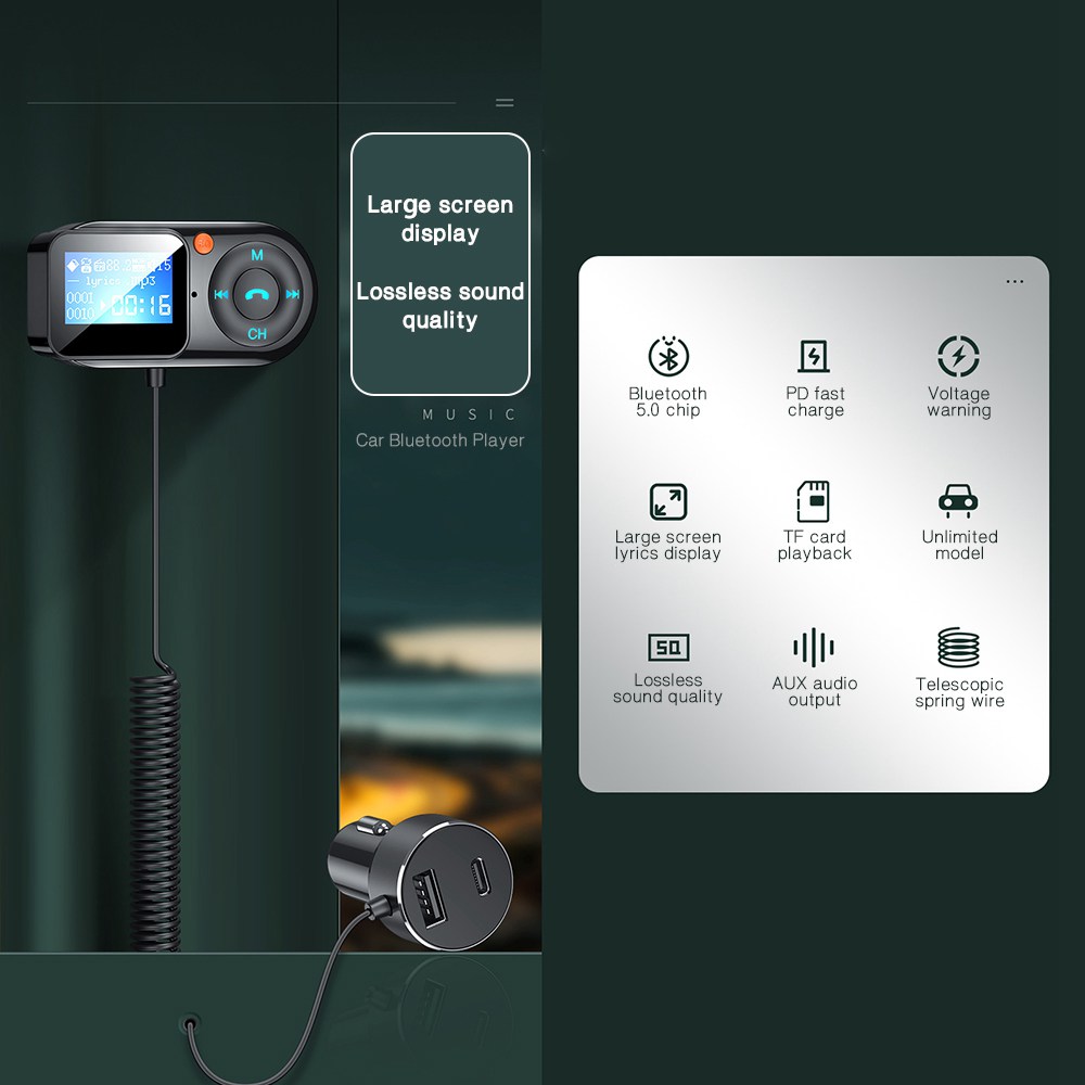 Fm Modulator Zender Bluetooth 5.0 Fm Radio Usb Car Charger Handsfree Car Kit Wireless Aux Audio Fm Zender